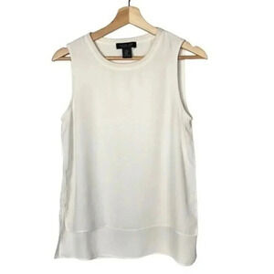 Rachel Zoe White Chiffon Layered Round Neck Tank Top XS